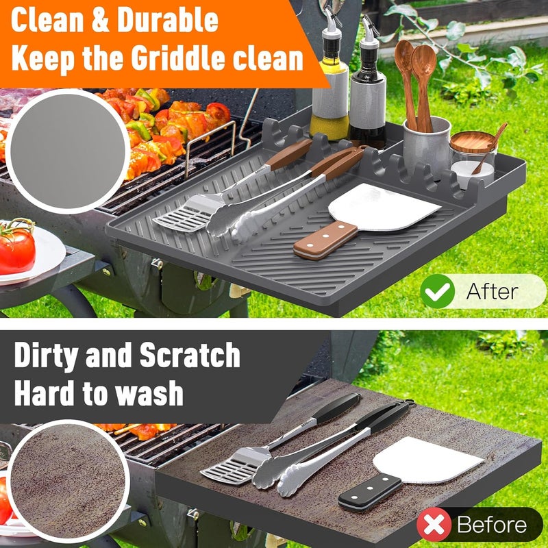 lanlw Silicone Grill Mat Compatible with Blackstone, Silicone Griddle Tools Mat with Drip Pad, Spatula Mat for Outdoor Grill Kitchen Counter (Grey) - Image 4